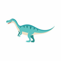 Fototapeta premium Cartoon Dilophosaurus Standing Profile View - Isolated Vector Illustration of Blue Prehistoric Dinosaur