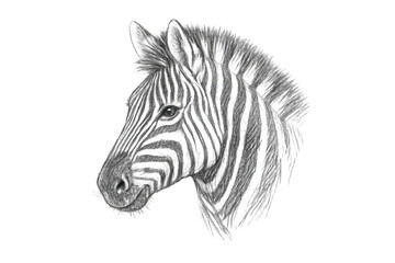 Fototapeta premium Zebra portrait drawing with a transparent background, stripes animal art