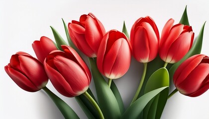 Naklejka premium Red Tulips Isolated On White