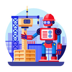 Fototapeta premium A flat style illustration depicting robotic engineering