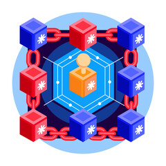 Obraz premium A flat style illustration showing ledger chain