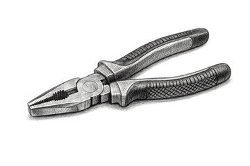 Obraz premium Pliers tool drawing on transparent background, realistic detail art