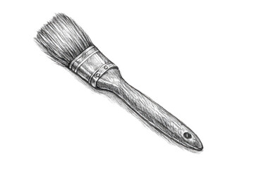 Sketch of a paint brush on transparent background. Simple art tool.