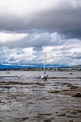 Fototapeta premium Forth Estuary over Blackness Castle, Blackness, Scotland, UK
