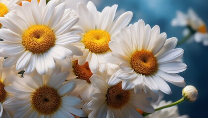Fototapeta premium Close Up Of A Bouquet Fresh White Daisies On Background