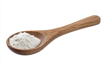 Close up of a wooden spoon with baking soda