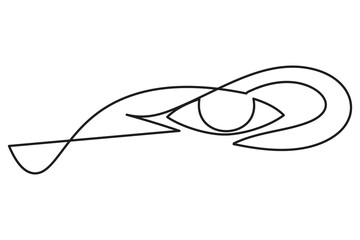 Minimal continuous one stroke drawing illustration of an eye framed by an abstract loop