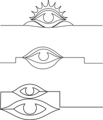 Continuous flowing line minimalist design concept showing a collection of three unique eye motifs