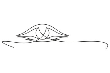 Abstract single stroke line modern illustration of a visionary eye with interlocking curves