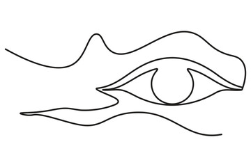 Continuous flowing line minimalist design concept of a human eye within a fluid organic shape