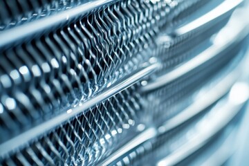 Close up shot of an aluminum car radiator