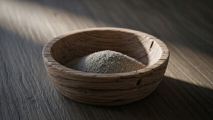Ash Wednesday - a wooden bowl filled with ashes sits on a wooden table in natural light.