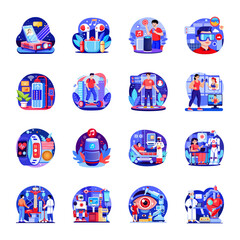 Collection of AI Devices Flat Style Illustrations 