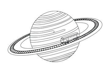 Creative space travel concept with a train on planetary rings © Sadek