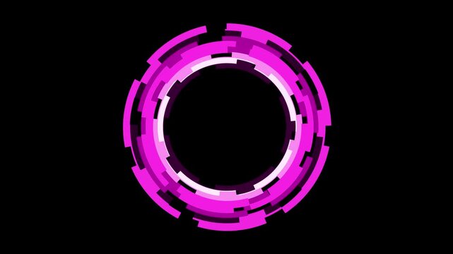 Pink gear ring tech cyberspace neo retro loader with spinning wheel animation on black background	