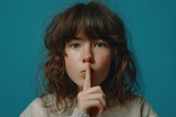Naklejka premium Girl signaling for quiet