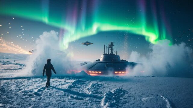 Space ships landing in the arctic