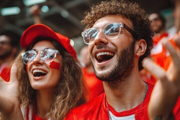 Joyful fans enjoying a soccer match at the world championship