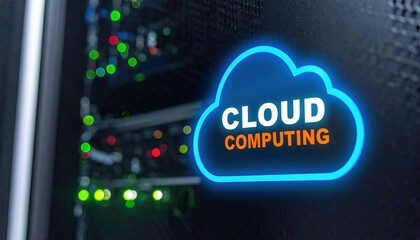 Cloud computing concept with server background