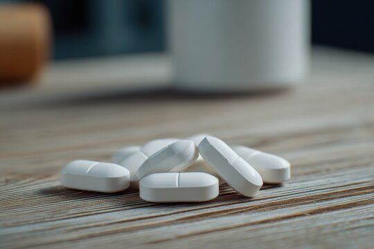 Pills on the table are white