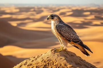The falcon represents Arab culture and the desert in the Arabian Peninsula