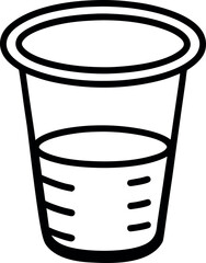Plastic Measuring Beaker Icon with Volume Markings Line Art