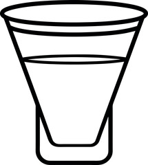 Composite Beaker Icon with Conical and Cylindrical Liquid Volume Structure