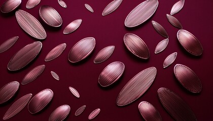 Metallic Ovals On Burgundy Abstract Background