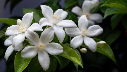 Obraz premium Confederate Jasmine Trachelospermum Jasminoides Showing Its Delicate White Flowers