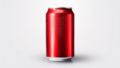 Fototapeta premium Aluminum Red Can On A White Background Water Drop On Can File Contains With Clipping Path So Easy To Work