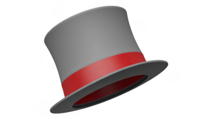 Gray hat with red band hat with band formal hat isolated on a transparent background