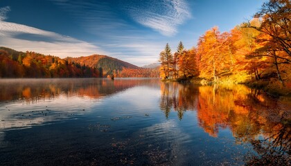 Autumn Landscape With Trees And Lake