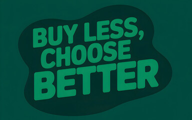 Minimalist Green Sustainability Typographic Poster: "Buy Less, Choose Better"