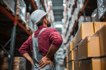 Warehouse employee experiences back pain from lifting and relocating product boxes for storage
