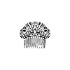 Roaring twenties jeweled comb engraving.