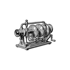 Vintage chronophotography device engraving.
