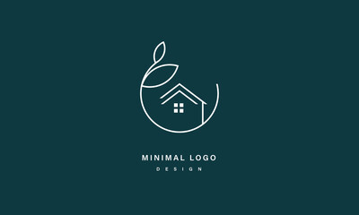 Eco House Logo – Green Home with Leaf Circle Sustainable Real Estate Design