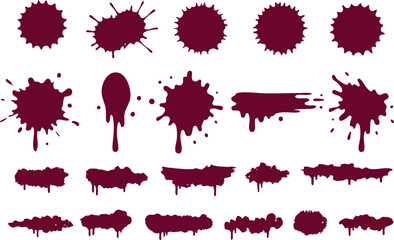 Burgundy Splatter and Drip Shapes paint stain