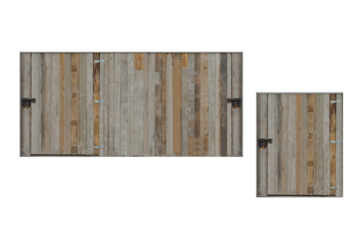 Wooden door gate shed. On isolated transparent background.