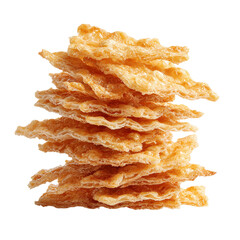 Crispy Rice Crackers Stacked Snacks Food isolated on transparent background.