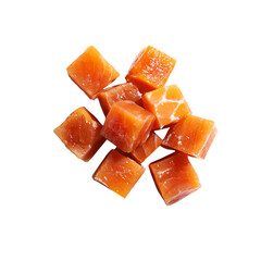 Cubed Salmon Pieces Food isolated on transparent background.