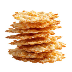Crispy Rice Crackers Stacked Snacks Food isolated on transparent background.