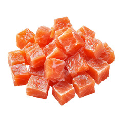 Cubed Salmon Pieces Food isolated on transparent background.