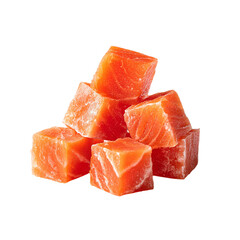 Cubed Salmon Pieces Food isolated on transparent background.