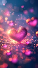 Radiant heart amidst sparkling bokeh