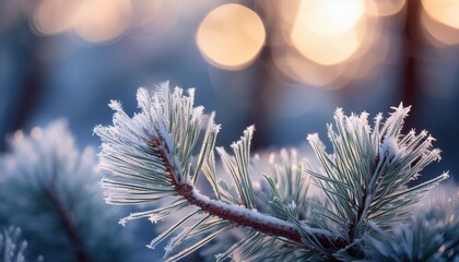 Stunning Frost Crystals Sparkle On Pine Needles Capturing Winter S Delicate Beauty And Refreshing Crispness