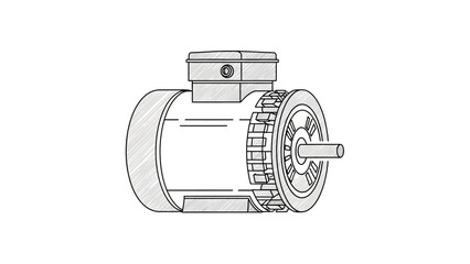Detailed Technical Drawing of Electric Motor.