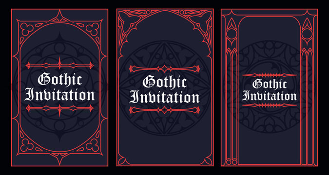 Mystical Gothic Invitation with Sacred Geometry Border, Ancient Esoteric Ornamentation. Vector Illustration EPS 10