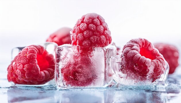 Himbeere Im Eiswurfel