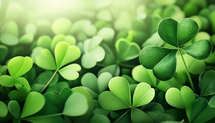 Bright Green Clovers Creating A Festive Background For Celebrations